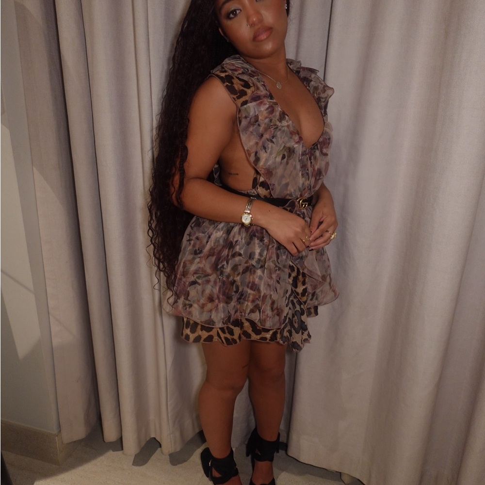 Chic Ruffled Leopard Print Dress